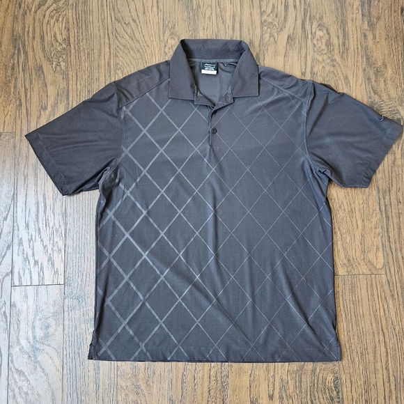 Nike Golf Polo Shirt Brown Mens Size Large Dri-Fit Textured Athletic Performance - Picture 1 of 4